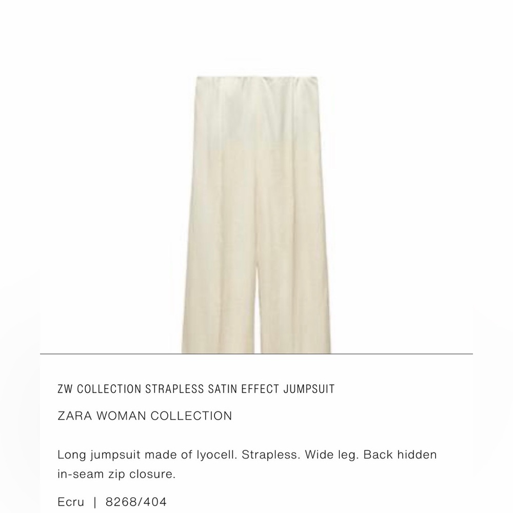 Zara Strapless Lyocell Jumpsuit in Cream
